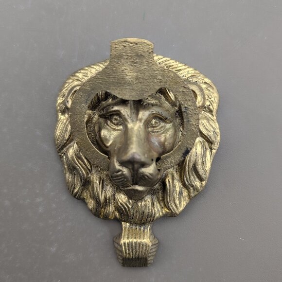 Antique Vintage Brass Lion Door Knocker Metal 4 Inches Tall - Picture 2 of 4